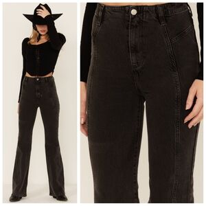 Free People We The Free Florence Flare Jeans In Washed Black Size 24